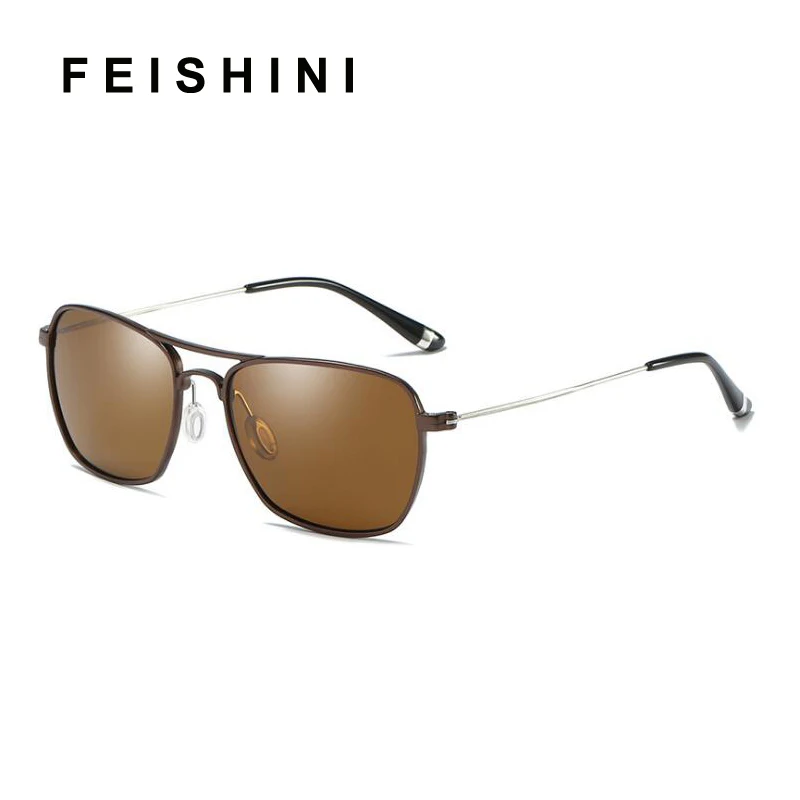 FEISHINI алюминиевый магний бренд квадратные мужские солнцезащитные очки поляризованные линзы винтажные очки Аксессуары Солнцезащитные очки для мужчин
