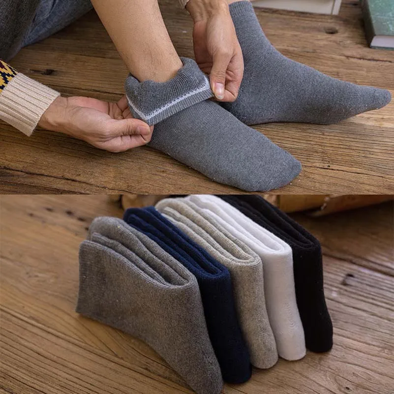 LKWDer 5 пар мужские носки плюс бархатные пушистые махровые сохраняющие теплые носки для зимы мужские однотонные универсальные повседневные деловые Meias Crew