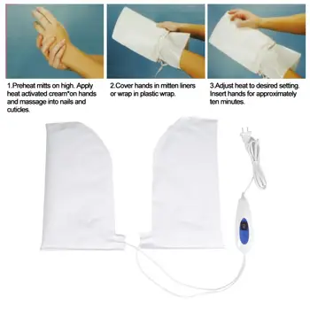 

1 Pair Electrict Nail Manicure Gloves Heated Mitts For Paraffin Waxing Therapy SPA Hand Skin Care Heated Wax Mittens Nail Tools