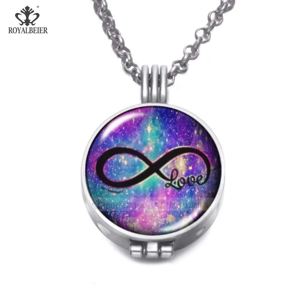 

ROYALBEIER 1PC Multi Pattern Perfume Mom Charms Aromatherapy Locket Foam Glass 25mm Essential Oil Diffuser Necklace DZ2113