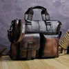 Men Quality Leather Antique Fashion Business Briefcase 15