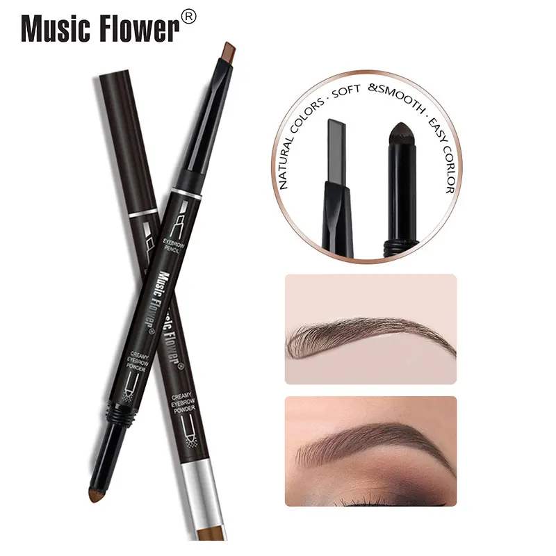 

Music Flower 2 In 1 Automatic Eyebrow Pencil +Eyebrow Powder Set Natural Creamy Eyebrow Pen 24H Long-lasting Water-proof Makeup