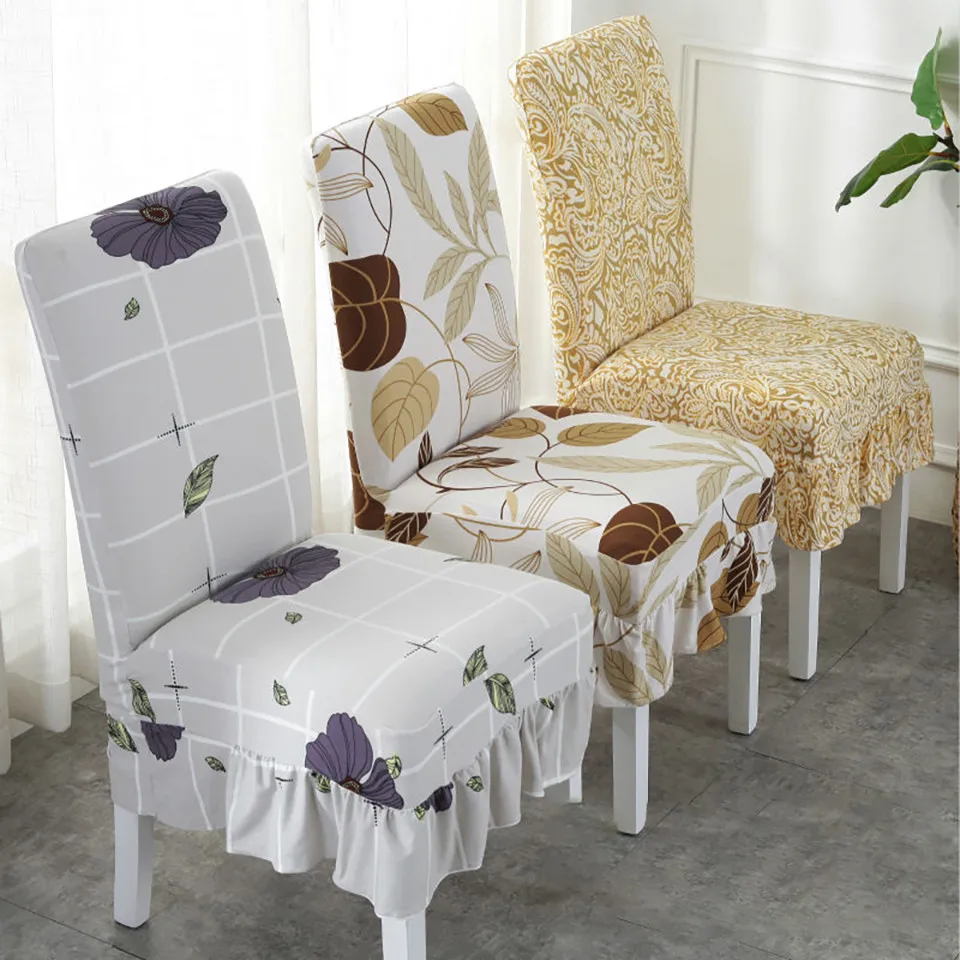 

Printed Stretch Chair Cover Big Elastic Spandex Seat Chair Covers For Computer Dining Room Modern Chair Cover With Back