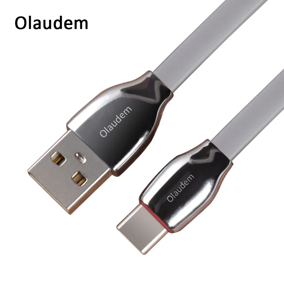 Olaudem Phone Cables Flat TPE USB C Cable for Android Samsung USB Type