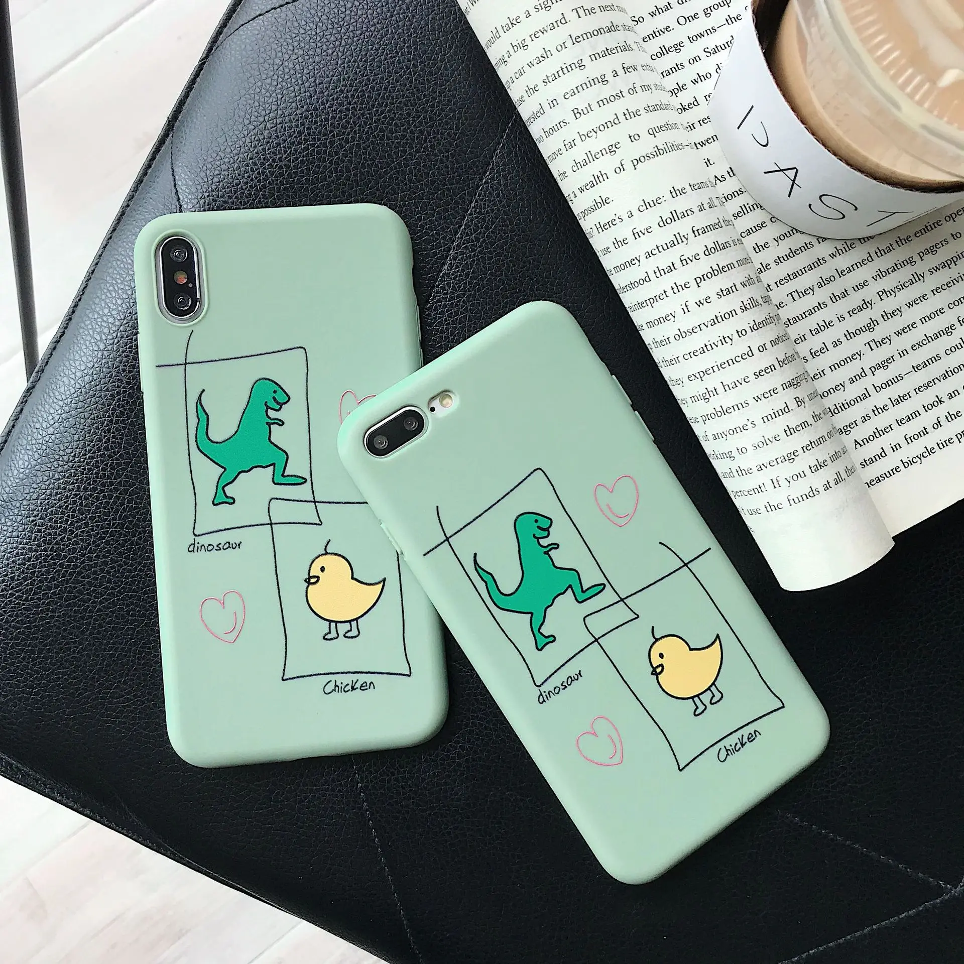Милый мультфильм ручная роспись цыплят динозавры чехол для iPhone X XS XR Max 6 S 7 8 Plus