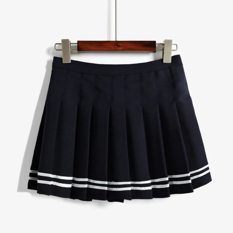 

2019 Summer Fashion high waist skirt tennis ball british style vintage pleated skirt short skirts Harajuku women clohing