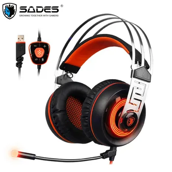 

SADES A7 Gaming Headset Gamer Best Casque USB 7.1 Stereo Surround Sound Earphone Headphones with Mic LED Light for PC Laptop