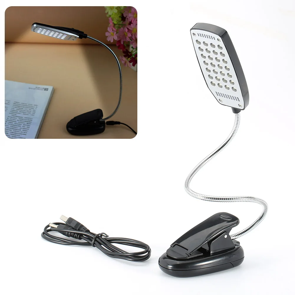 

Desktop Light USB & Battery Powered 28 Leds Reading Lamp With Headboard Clamp Compatible For PC WWO66