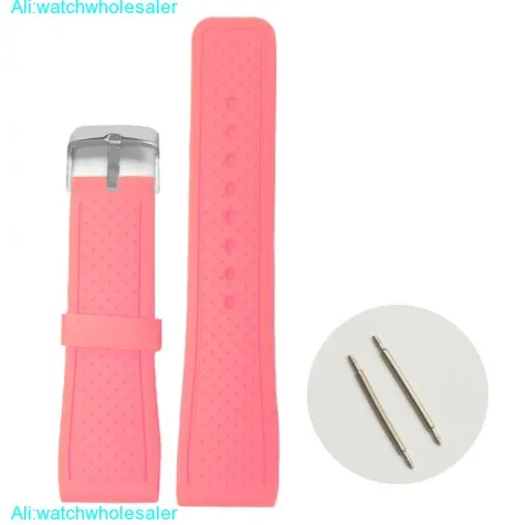 24mm  Nice Pink Color Silicone Jelly Rubber Ladies Watch Band Straps WB1078K24JB