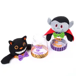 Тыква Черный кот мультфильм милый пластиковая банка для конфет вечерние украшения сцены Хэллоуин конфеты Jar