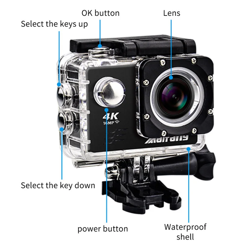 4 к 30PFS 16MP камера wifi 2 ЖК экран 1080 P 60PFS мини водостойкая GO с дистанционным
