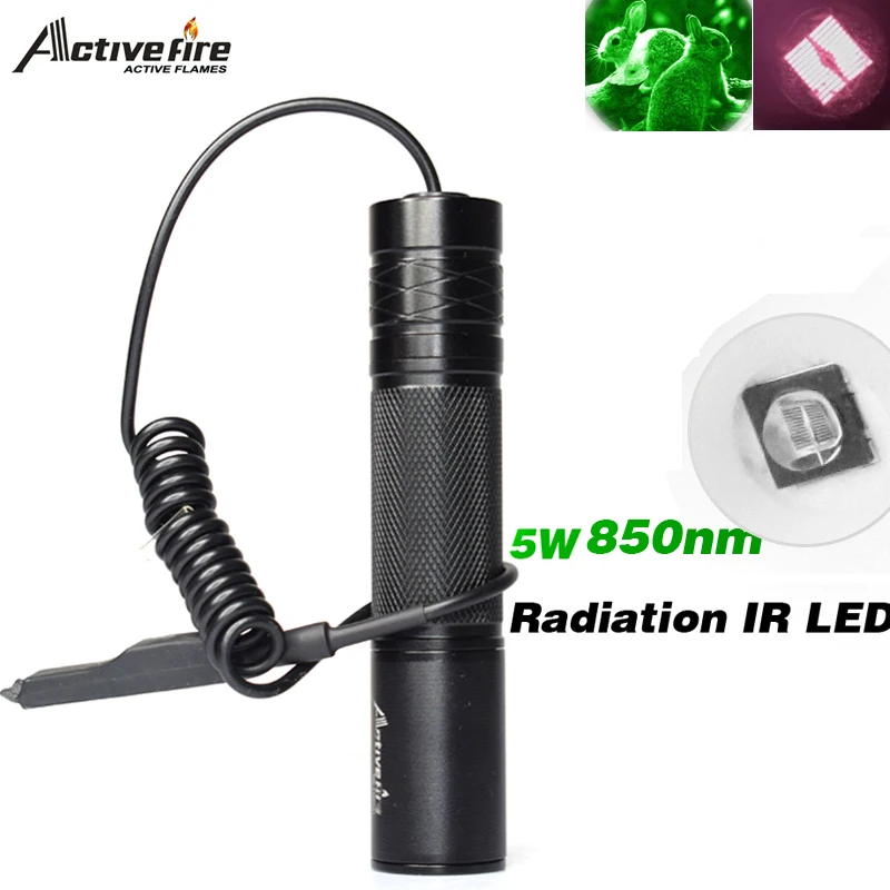 

Zoom Infrared Radiation IR LED Night Vision Flashlight Camping Light LED torch Infrared Flashlight Activefire 5W Torch 850nm