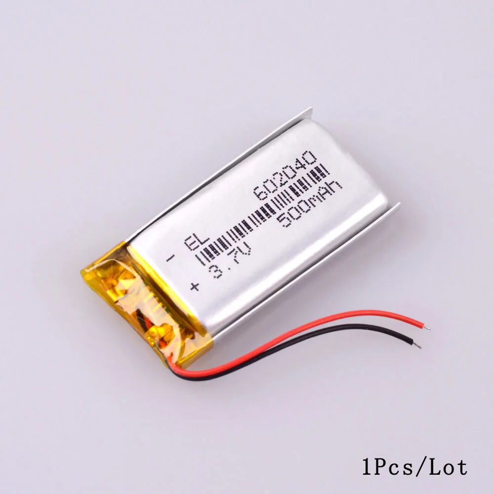 602040 500mAh 3,7 v Li Ion Po литий-полимерные батареи для диктофона гиромиашку Автомобильный видеорегистратор зеркало gps навигация - Цвет: 1PC