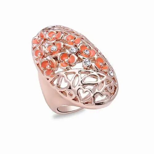 New Arrival Cheap Big Oval Rose Gold Plated Hollow Out Colorful Enamel Flower Engagement Rings for Women (LK2090) | Украшения и