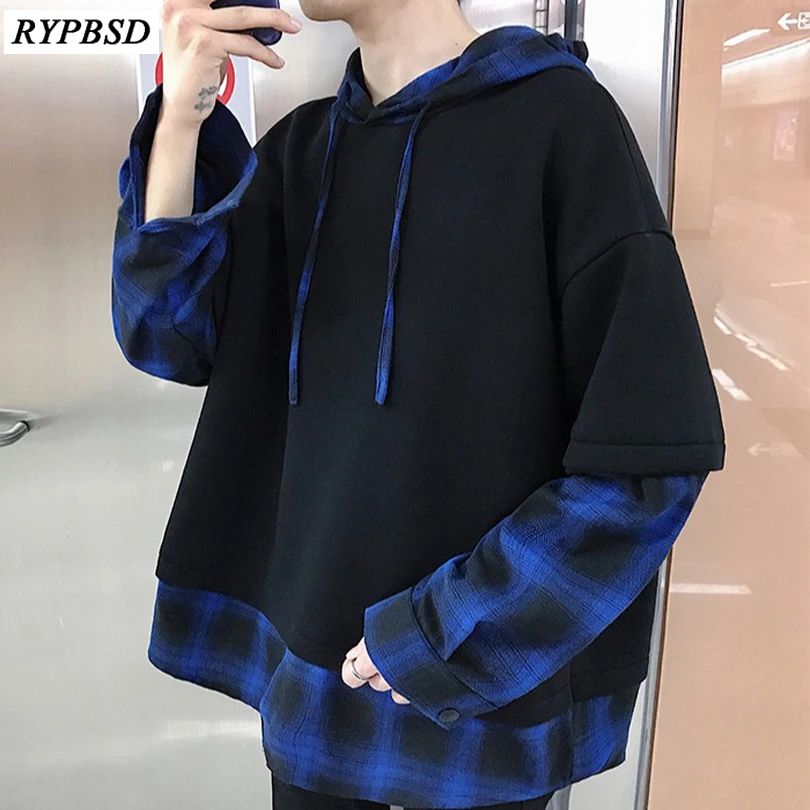 

Patchwork Men Sweatshirts 2019 Fashion Casual Loose Harajuku Oversize Men Hoodies Warm Men Brand Hoodies Sweatshirts