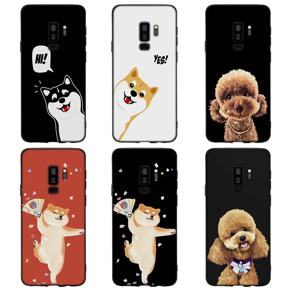 

Cute Animal husky Poodle Pattern Soft Silicone Black Cellphone Cases for Samsung S7 S7edge S8 S8Plus S9 SPlus Note 8