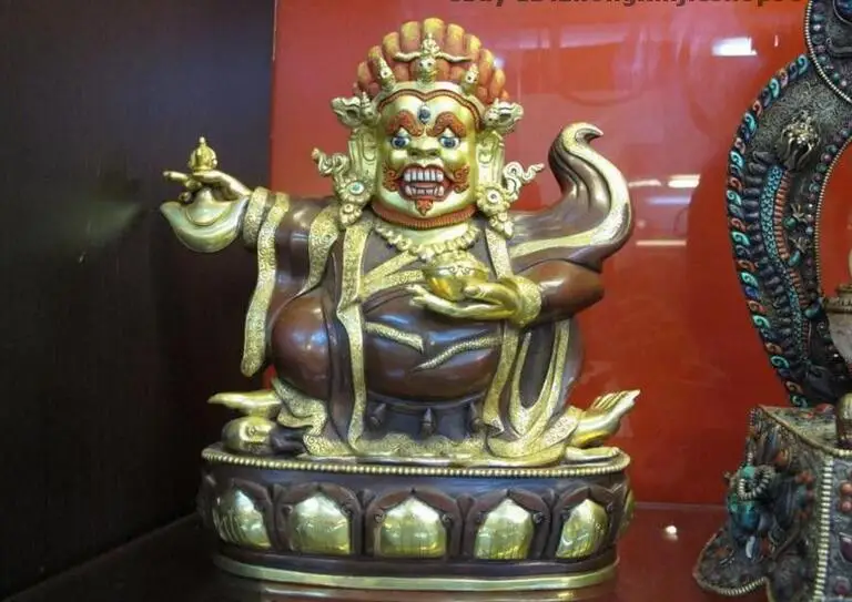 

Nepal Buddhism Temple Purple Bronze 24K Gold Vajrapani Mahakala Buddha Statue