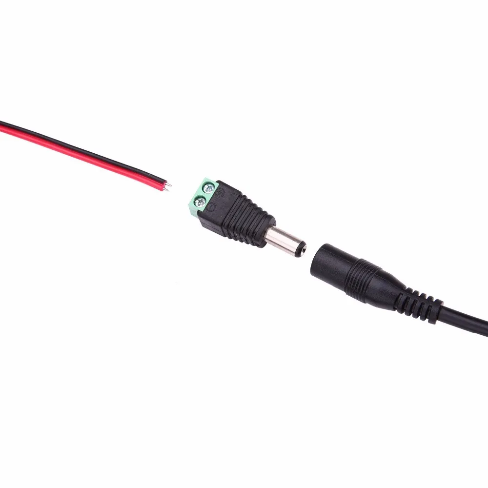 100Pcs/lot 2.1mm DC Connector CCTV Male Plug Adapter Cable UTP Camera Video Balun Connector