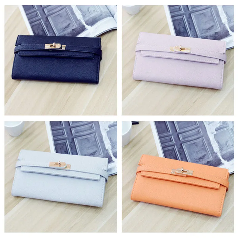 

PU Long Solid Luxury Brand Women Phone Wallets Fashion Hasp Leather Wallet Female Purse Clutch Money Women Wallet Coin Purse
