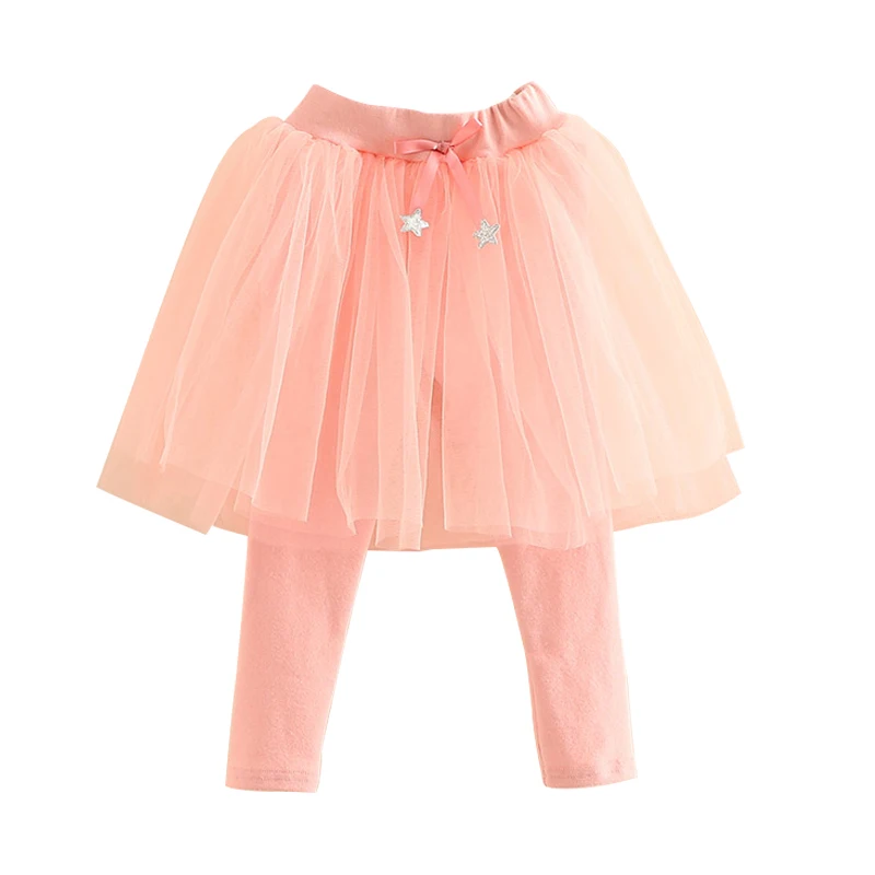 Коллекция года, весенне-осенние корейские длинные штаны-Капри Для детей возрастом от 2 до 10 лет кружевная юбка-брюки для маленьких девочек, украшенная звездами, леггинсы