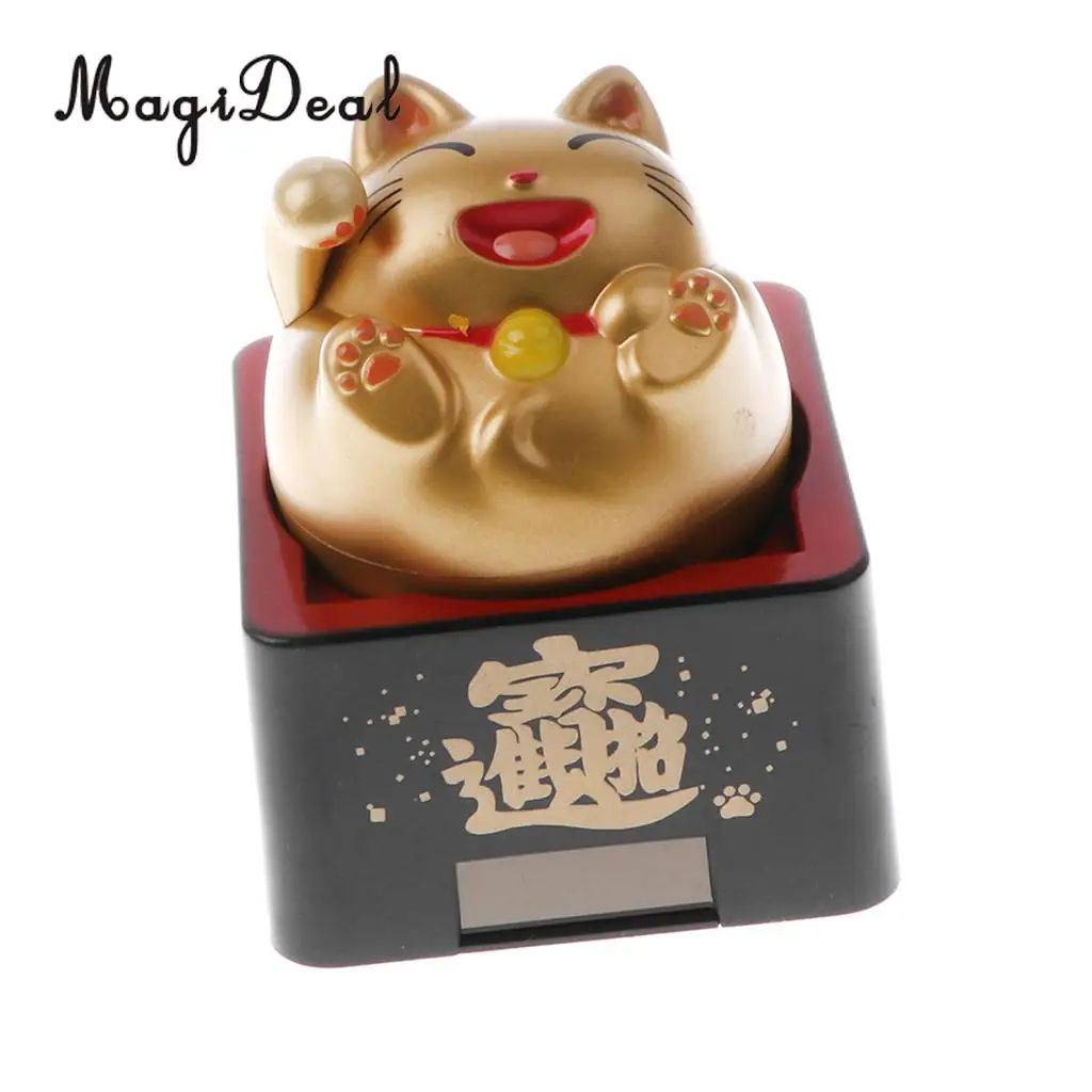 MagiDeal Solar Powered Bobble Head Toy Wave Good Lucky Cat Decor Ornament Hotel Shop Cafe Fengshui Ornament 