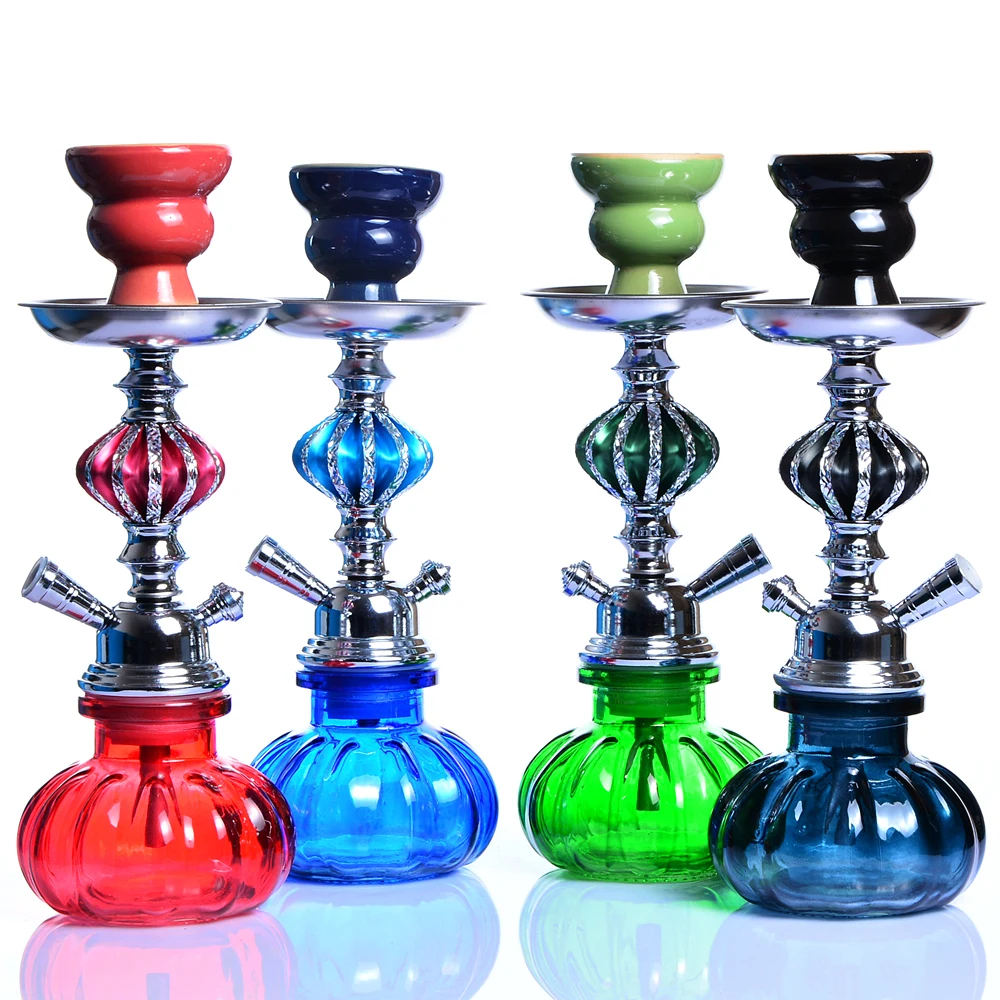 Glass Shisha Set with Ceramic Hookah Bowl Imitation Leather Hose Metal