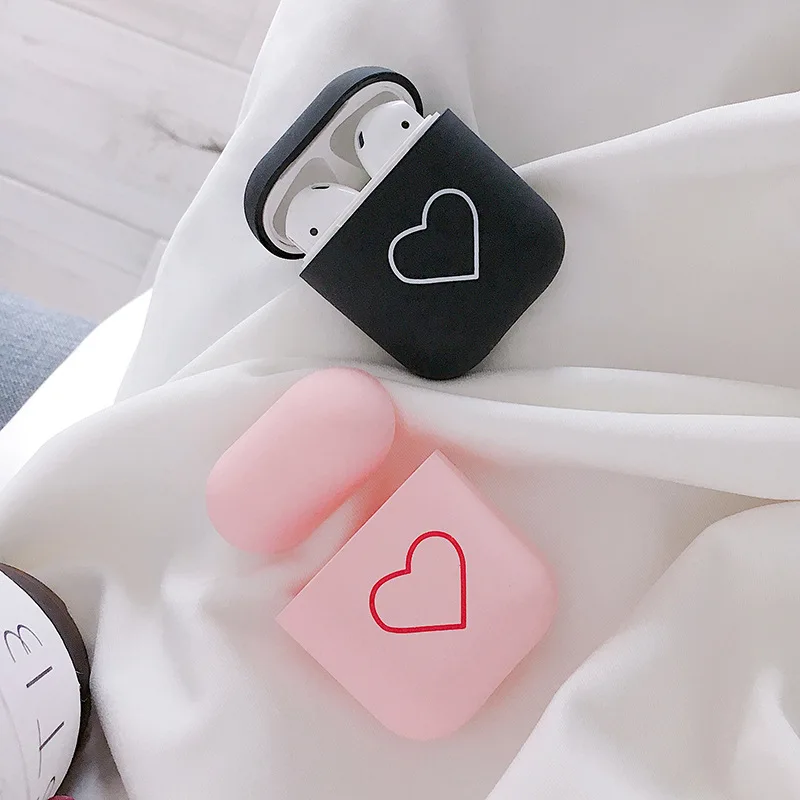 

Fashion Cute Heart Couples Case For Airpods Case Hot Sale Hard PC Wireless Earphone Case Cover For Air Pods Earphone Accessories
