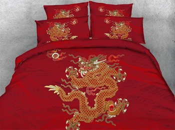 

JF-245 Chinese Traditional Dragon housse de couette 4pcs red wedding bed set