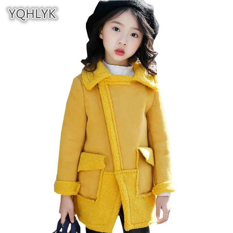 

Children autumn winter girls new coat Korean thickening lamb hair girl jacket cotton long fashion kids Parkas coats LK141