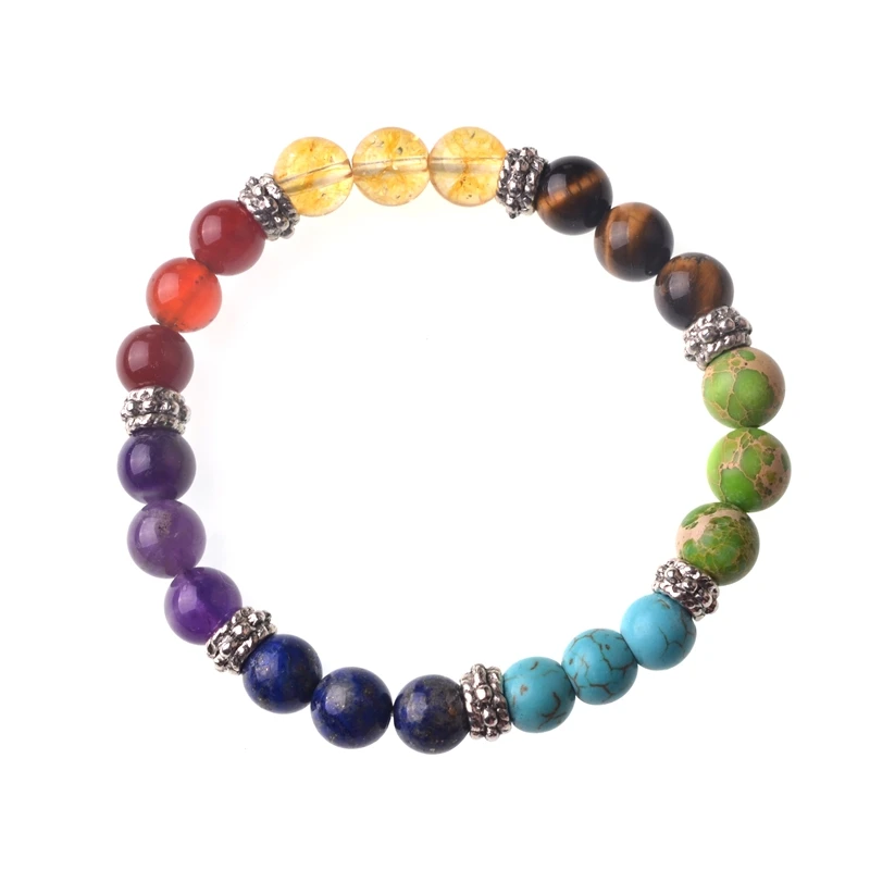 Natural Stone Beaded Bracelet 7 Chakra Stone Beads Natural Stone Birthstone Bracelet For Women Gift