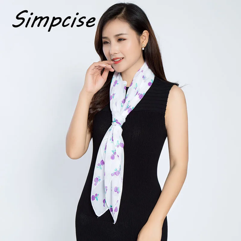 [Simpcise] 90cm Silk Scarf Uniform Neck big Size Square scarf 2017 Ladies Fashion Casual Scarf