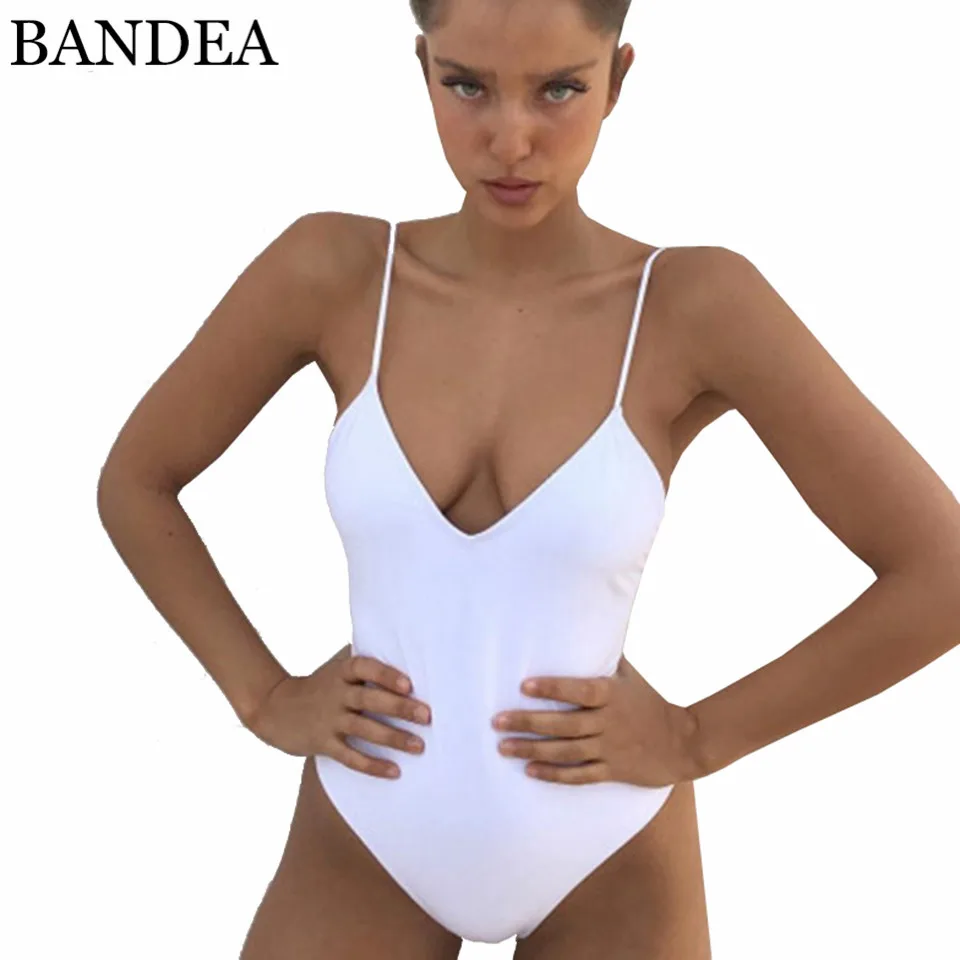 BANDEA New Sexy One Piece Swimwear Women Backless Swimsuit Solid High Cut Monokini Thong Bathing Suit Maillot De Bain 2018 backless one piece swimsuit women bathing suits padded swimwear sets thong bodysuit high cut sexy scoop back monokini