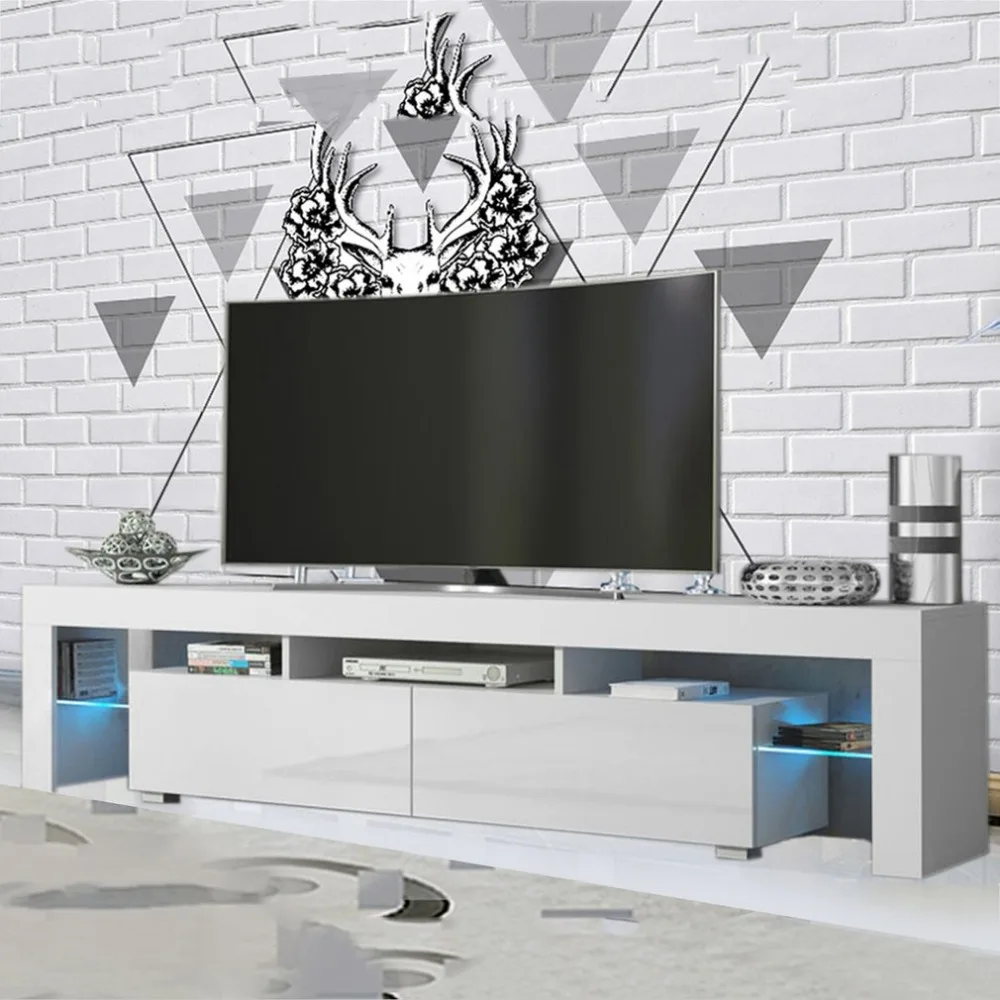 أحدث عالية لامعة الحديثة وحدة تليفزيون الأسرة تلفزيون مجلس الوزراء مكتب الجدول حامل المنزل زخرفة الأثاث 2000*350*450 مللي متر شحن LED