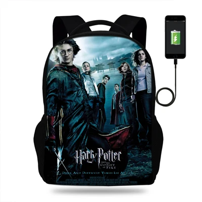 Популярный повседневный рюкзак с зарядкой через usb для подростков, Сумка с принтом Гарри Поттера для детей, рюкзак для ноутбука для подростков - Цвет: 7K3067