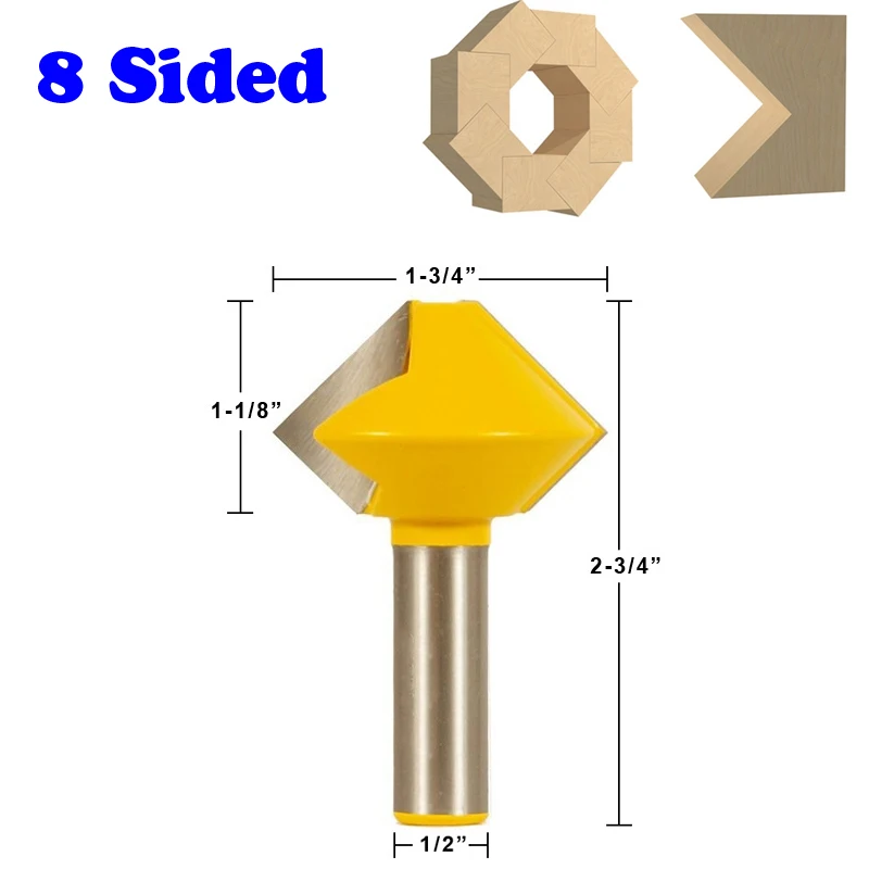 1 шт. 1/" для конических фрез-6 Двусторонняя 8 Двусторонняя 12-сторонние 16 Двусторонняя многосторонний клеевой шов для создания выпуклой филенки-15330 - Длина режущей кромки: 8Sided
