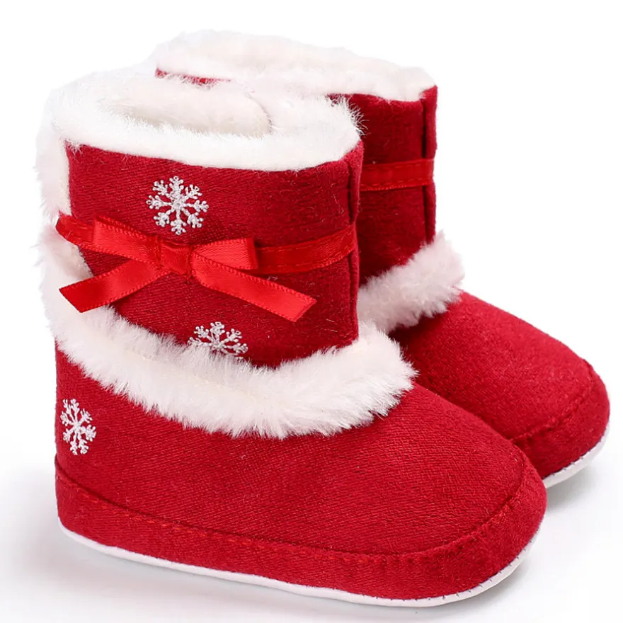 

New Cute Snowflake Baby Boots Warm Plush Girl Toddler Shoes Winter Casual Baby Booties Family First Walker Skid-Proof Baby Shoes