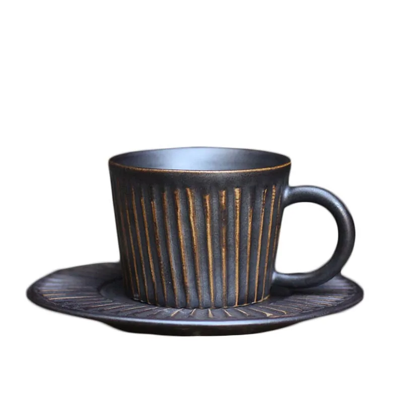 160 мл РУЧНАЯ РАБОТА винтажная грубая керамическая кофейная чашка креативная классическая керамическая кружка с блюдцем чайная кружка для воды домашний декор