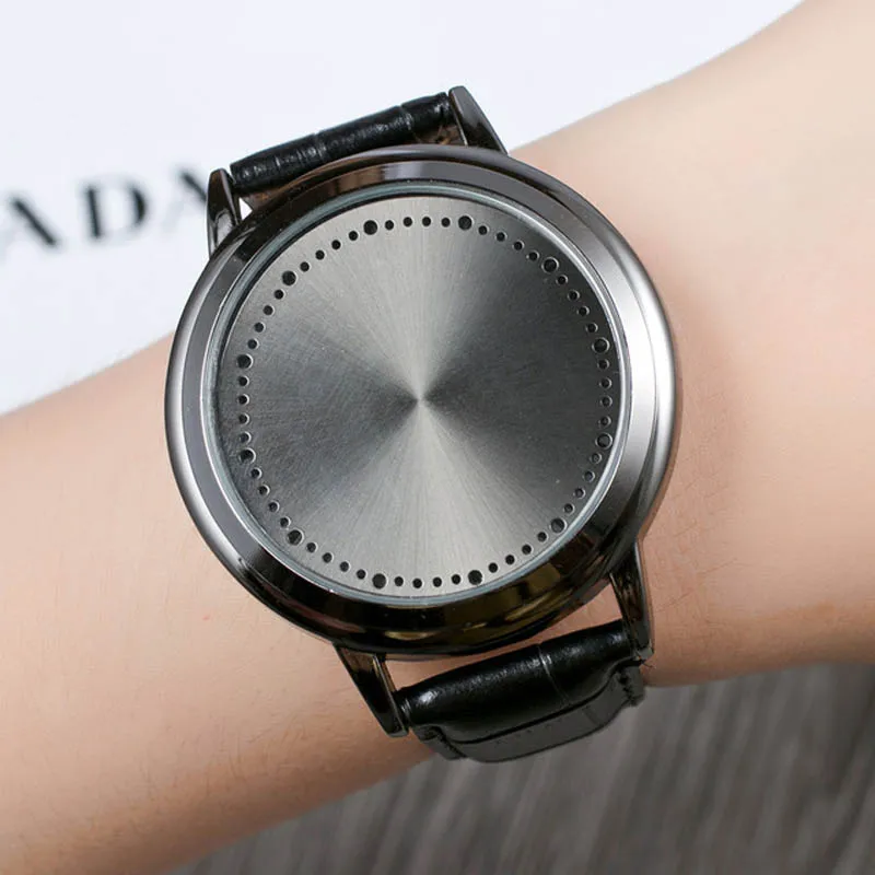 

Creative Personality Minimalist Leather Normal Waterproof LED Watch Men And Women Couple Watch Smart Electronics Casual Watches