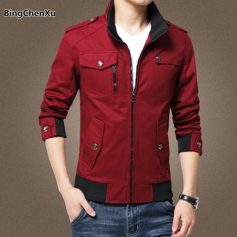 Red Casual Men's Jacket Coat Military Jacket Men Male Plus Size Winter ...