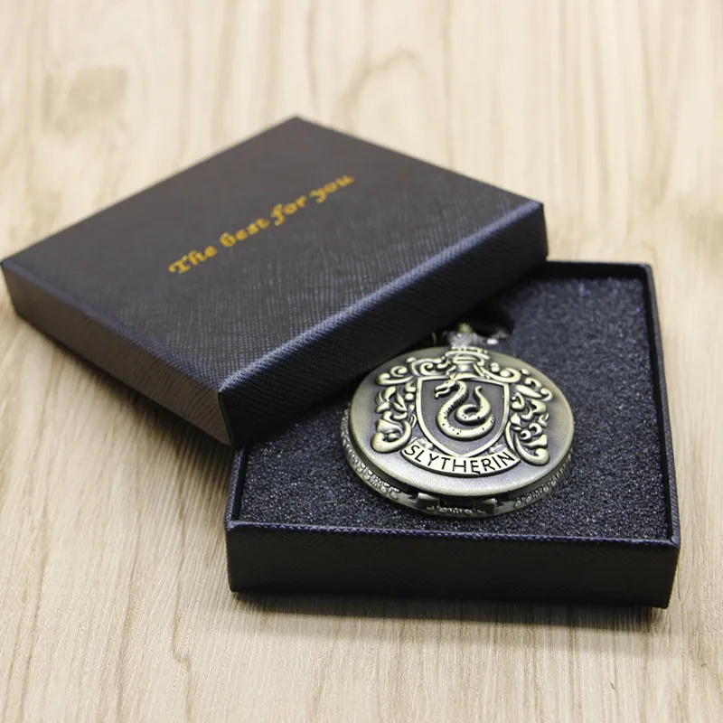 

SLYTHERIN Retro Pocket Watch Designer Snake Quartz Fob Watches for Male Female Casual Clock Box Gift for Children #121305