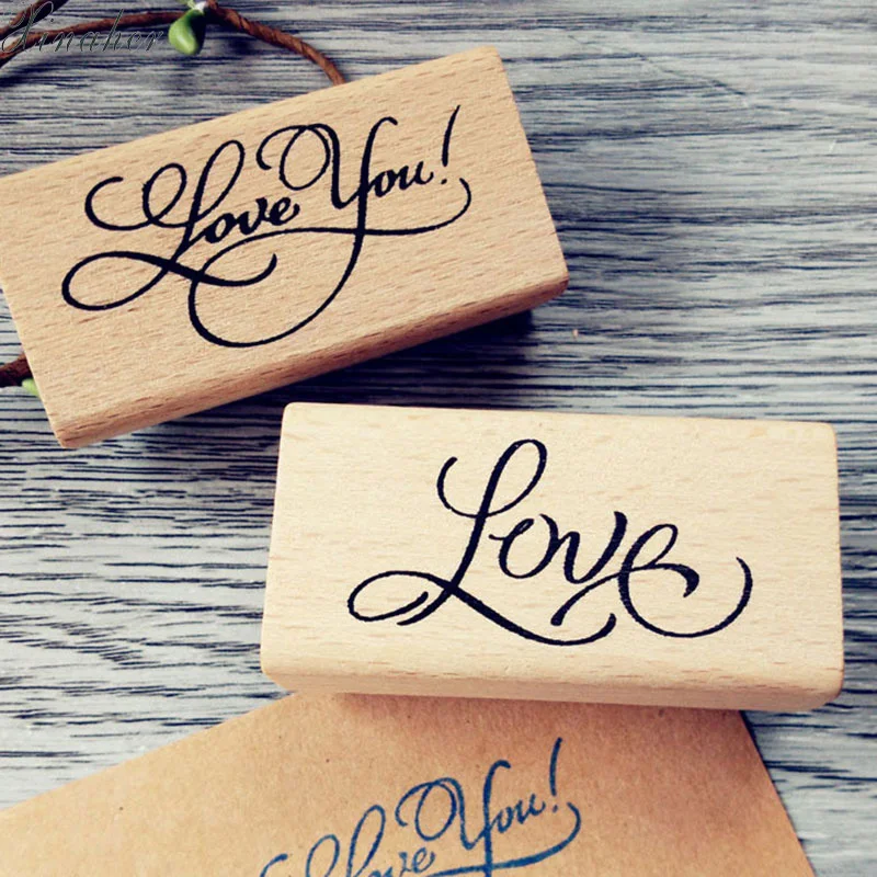 

XINAHER Arts font "love" "Love you"wooden stamps diy Hand made decal stamps for scrapbooking Photo Album Craft gifts