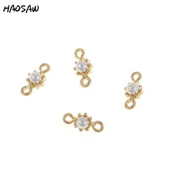 

HAOSAW 6*13MM 6Pcs/Lot Imitation Pearl Connected Accessories Parts/Zinc Alloy Jewelry Findings/Earrings Accessories/Handmade
