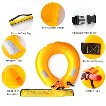 

Water Sports Life Beltcife Buoy Waist Belt with Reflective Tapes For Boarding Kayaking Fishing Circle Beach Sea Party