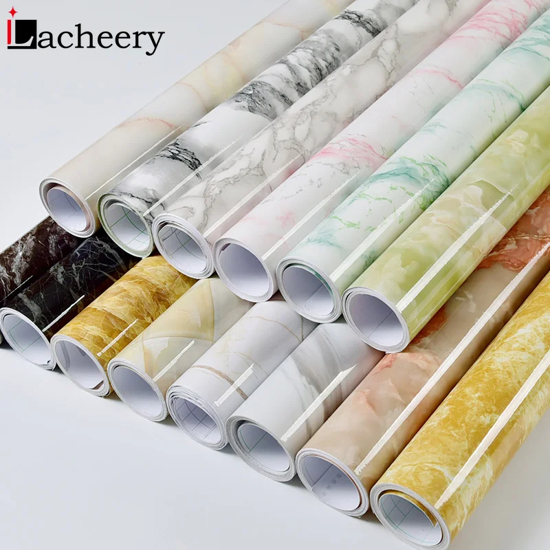 

New Style 40cm Waterproof Wallpaper Kitchen Oil-proof Cupboard Renovation Wall Stickers Office Desk Table DIY Shiny Decor Film