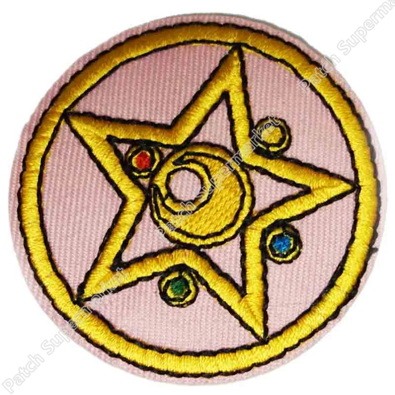 

Sailor Moon R Pink Star Brooch Mini patch TV MOVIE FILM Series Uniform Cosplay Costume Embroidered Iron On Badge Goth Punk