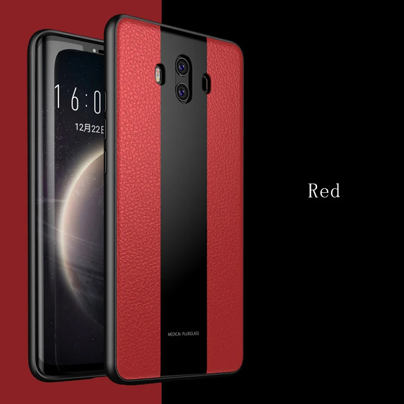 Ikrsses чехол для Huawei Mate 10 Pro роскошный силиконовый и стеклянный два в одном Чехол для мобильного телефона задняя крышка для Huawei Mate 10 9 Pro - Цвет: Red