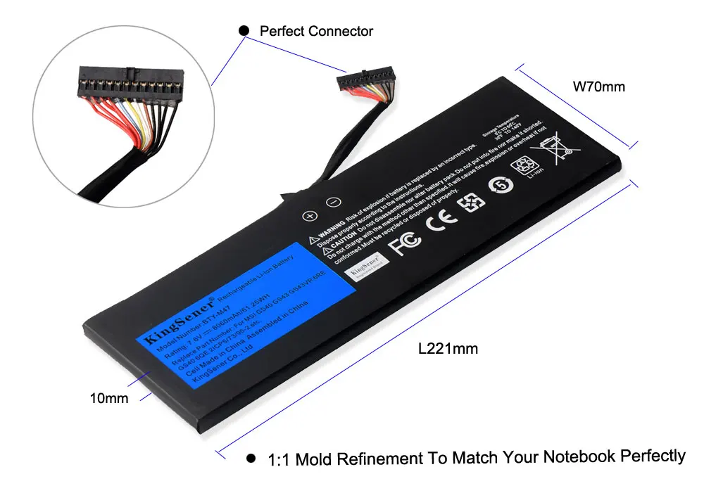 Najtaniej KingSener nowy BTY M47 akumulator do laptopa dla MSI GS40 GS43 GS43VR 6RE GS40 6QE 2ICP5 73 95 2 7.6V 8060 mAh 61.25WH 2 lata gwarancji