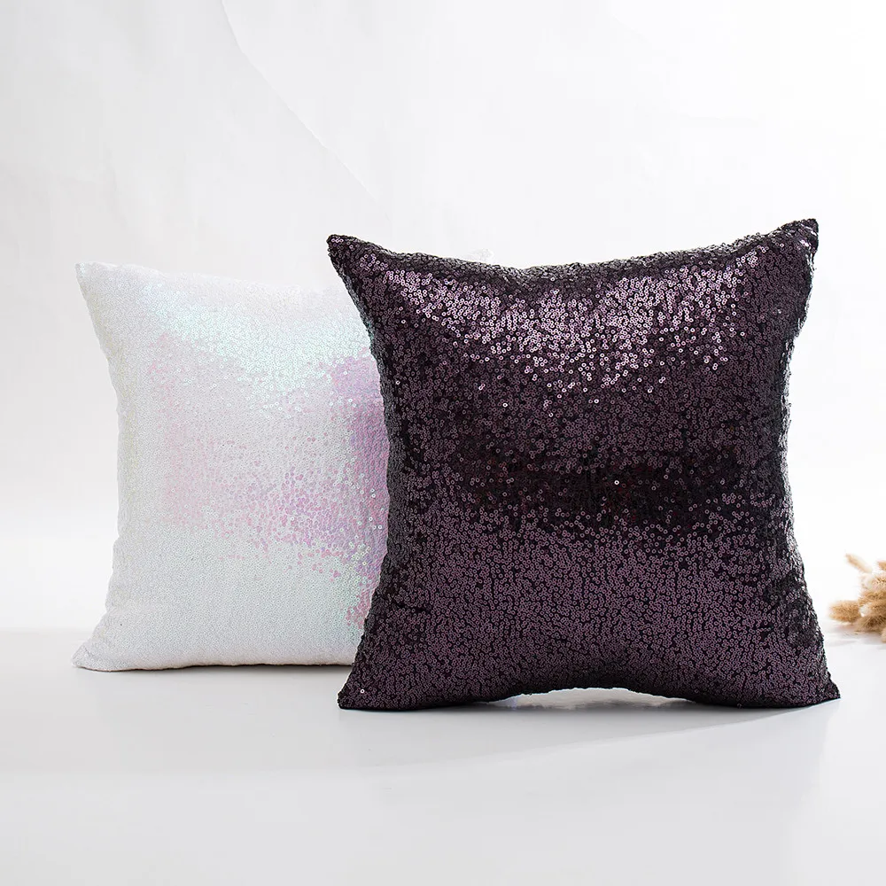 

Pillowcase Decorative Solid Color Glitter Sequins Cushion Cover Sofa Throw Pillow Case Cafe Home Decor Cushion Covers 43x43cm