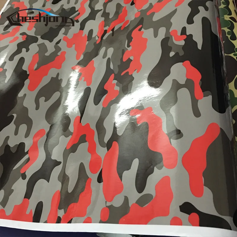 Cheshjong Глянцевая Camo Обёрточная бумага Черный красный серый цвет плёнки Графика