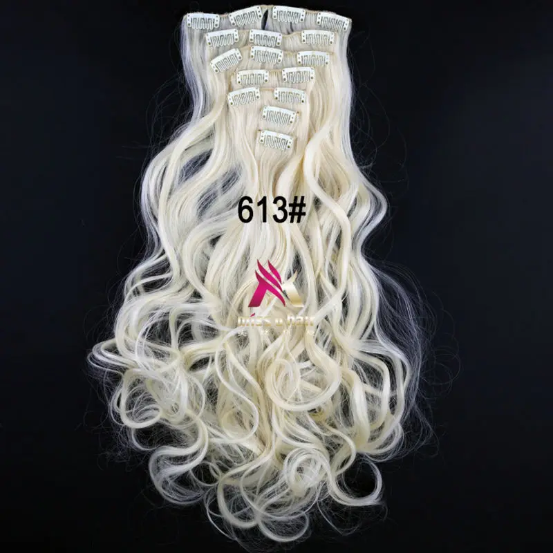 Miss U Hair 1" 45 см 130 г длинные волнистые синтетические заколки для наращивания волос штук 7 шт./компл. Термостойкое волокно